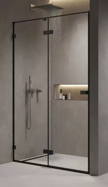 Душевая дверь AQUAme AQM7408-2-14 140200 прозрачнаячёрная матовая универсальная 37600₽