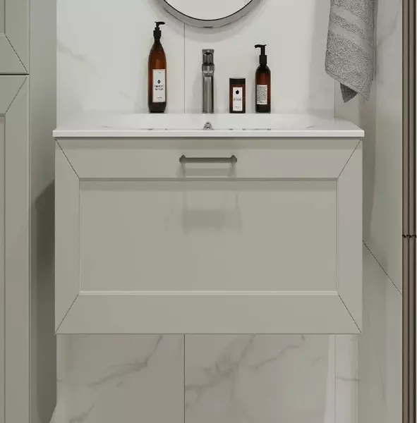 Тумба с раковиной Terminus Виктория 60 с 1 ящиком Оптима 60 подвесная белая 42559₽