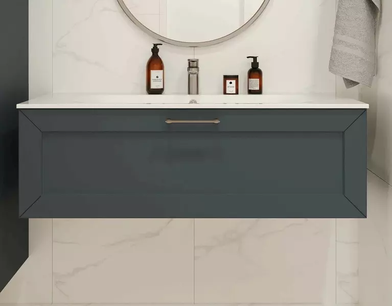 Тумба с раковиной Terminus Виктория 120 с 1 ящиком Оптима 120 подвесная серый шёлк 59939₽