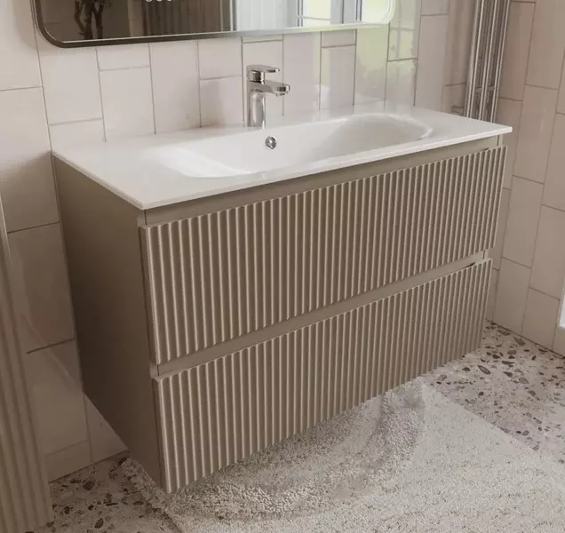 Тумба с раковиной Terminus Сицилия 100 с 2 ящиками Оптима 100 подвесная капучино 65549₽