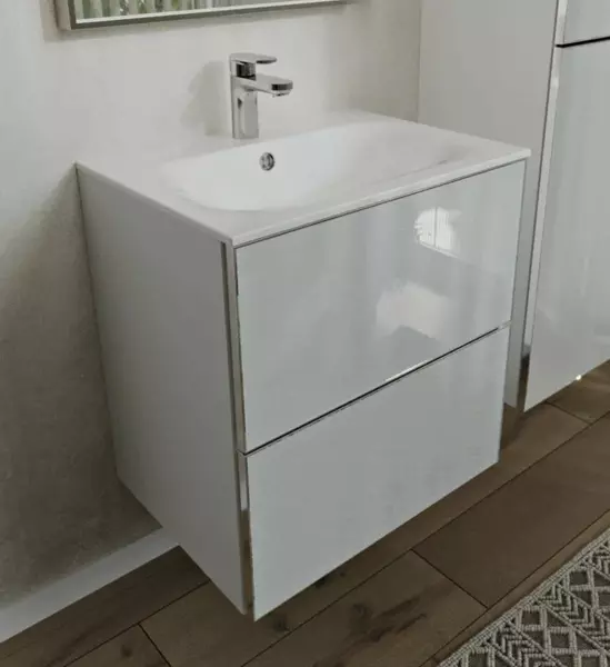 Тумба с раковиной «Terminus» Вега 60 с 2 ящиками (Оптима 60) подвесная белая