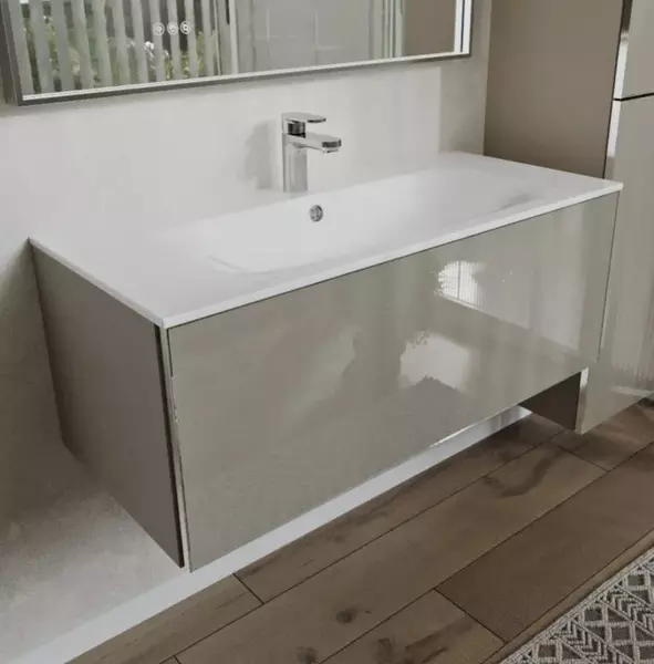 Тумба с раковиной Terminus Вега 100 с 1 ящиком Оптима 100 подвесная капучино 53339₽