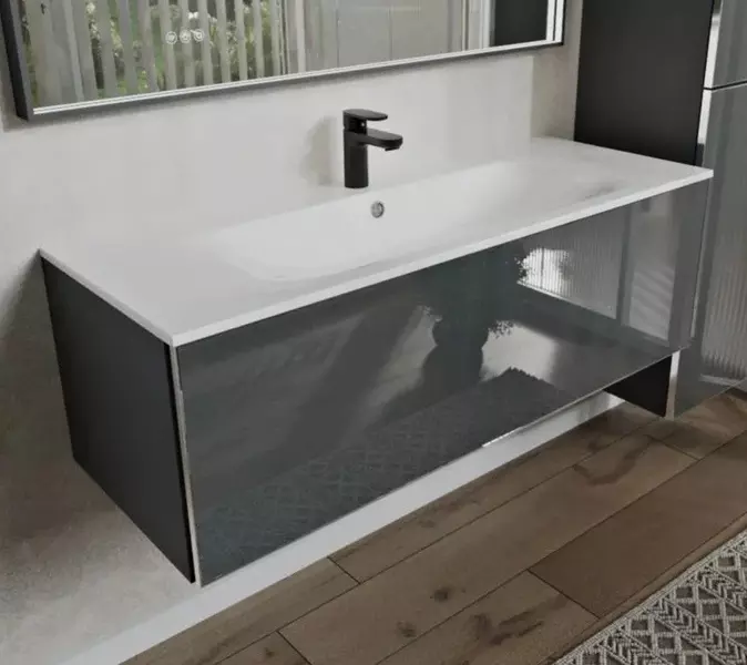 Тумба с раковиной Terminus Вега 120 с 1 ящиком Оптима 120 подвесная графит 60489₽