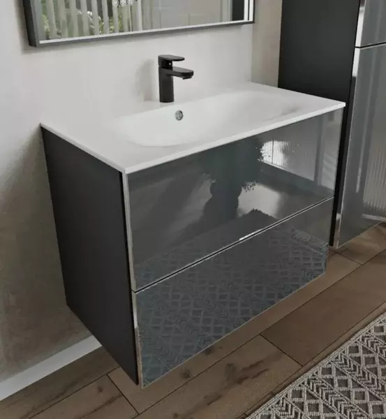 Тумба с раковиной «Terminus» Вега 80 с 2 ящиками (Оптима 80) подвесная графит