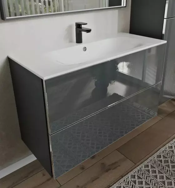 Тумба с раковиной «Terminus» Вега 100 с 2 ящиками (Оптима 100) подвесная графит