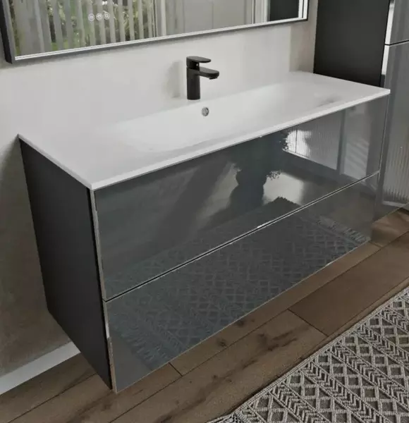 Тумба с раковиной «Terminus» Вега 120 с 2 ящиками (Оптима 120) подвесная графит