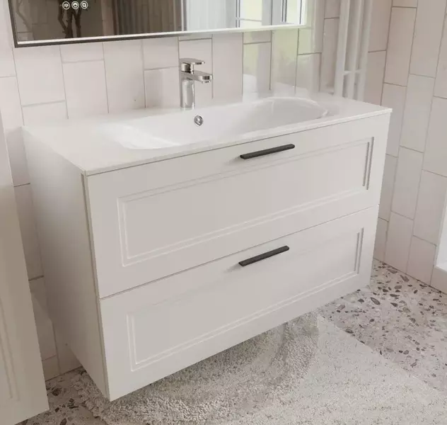 Тумба с раковиной «Terminus» Классик 100 с 2 ящиками (Оптима 100) подвесная белая