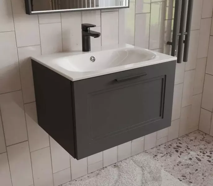 Тумба с раковиной «Terminus» Классик 60 с 1 ящиком (Оптима 60) подвесная графит