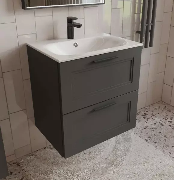 Тумба с раковиной Terminus Классик 60 с 2 ящиками Оптима 60 подвесная графит 54549₽