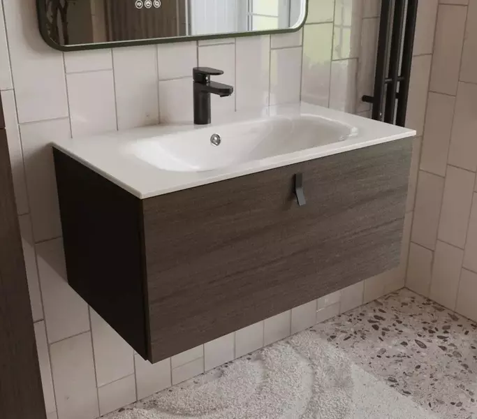 Тумба с раковиной Terminus Контур 80 с 1 ящиком Оптима 80 подвесная венгеграфит 48389₽