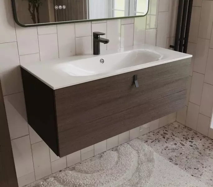 Тумба с раковиной «Terminus» Контур 120 с 1 ящиком (Оптима 120) подвесная венге/графит