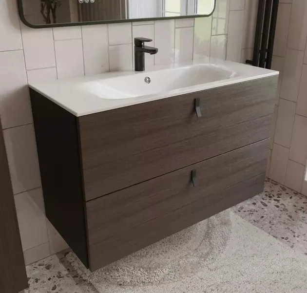 Тумба с раковиной «Terminus» Контур 120 с 2 ящиками (Оптима 120) подвесная венге/графит