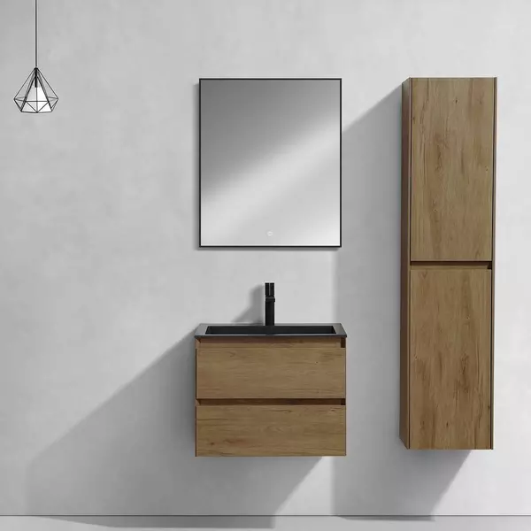 Мебель для ванной подвесная Vincea Luka 60 с 2 ящиками TOak раковина чёрная 41700₽