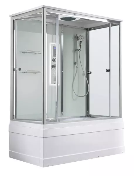 Душевой бокс AvaCan V5016LED 16085 высокий поддон прозрачныйбелый с гидромассажем с электрикой 113850₽