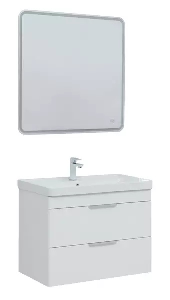 Мебель для ванной подвесная Aquanet Ирис new 80 с 2 ящиками белый глянец 45163₽