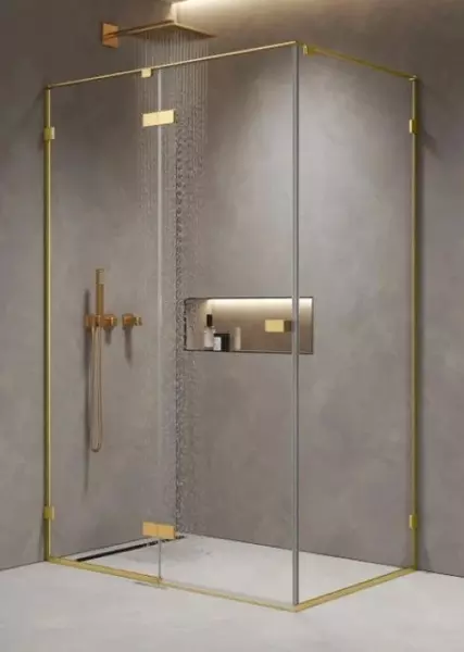 Душевой угол-ограждение AQUAme AQM7408-3-14AQM7409-3-8 14080 прямоугольный прозрачныйшлифованное золото без поддона универсальный 52050₽