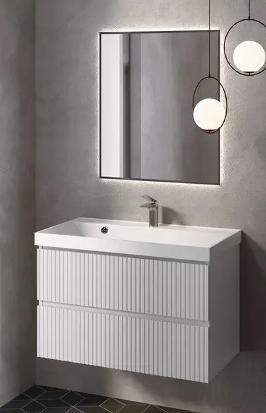 Тумба с раковиной «AQUAme» S1 80 (Астория 80) подвесная белая глянцевая