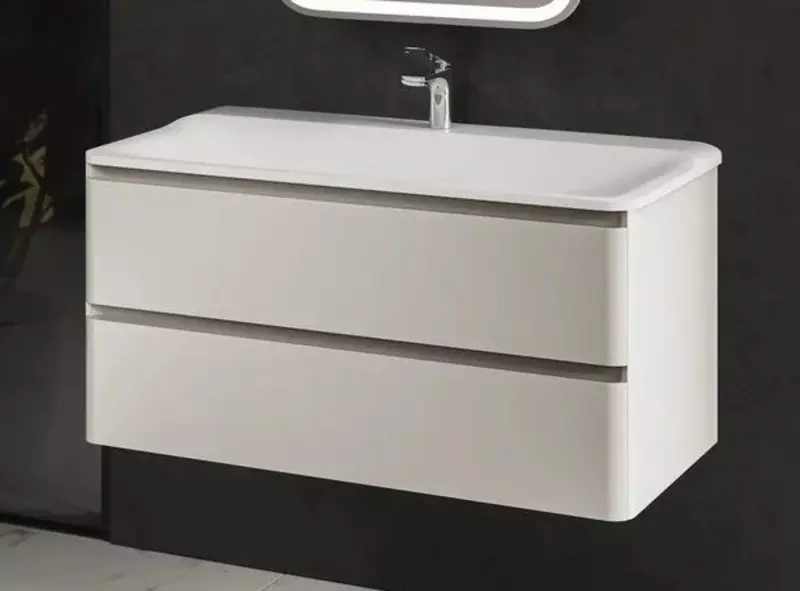 Тумба с раковиной «AQUAme» S4 100 (Solo 100) подвесная белая глянцевая