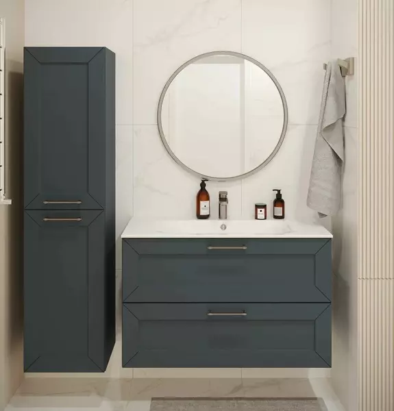 Мебель для ванной Terminus Виктория 100 с 2 ящиками подвесная серый шёлк 104456₽