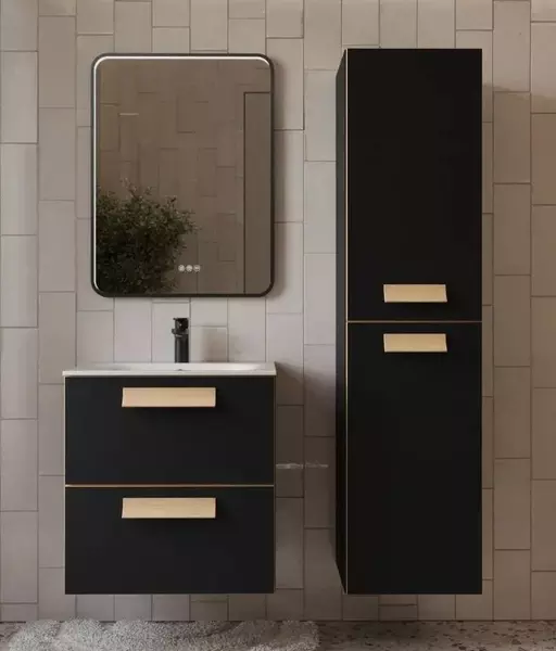 Мебель для ванной Terminus Ното 60 с 2 ящиками подвесная чёрная soft touch 91619₽