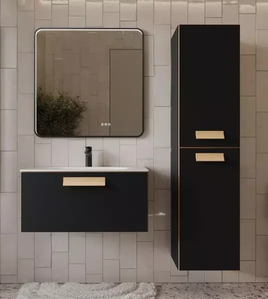 Мебель для ванной «Terminus» Ното 80 с 1 ящиком подвесная чёрная soft touch