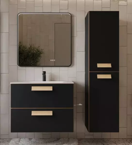 Мебель для ванной Terminus Ното 80 с 2 ящиками подвесная чёрная soft touch 102872₽