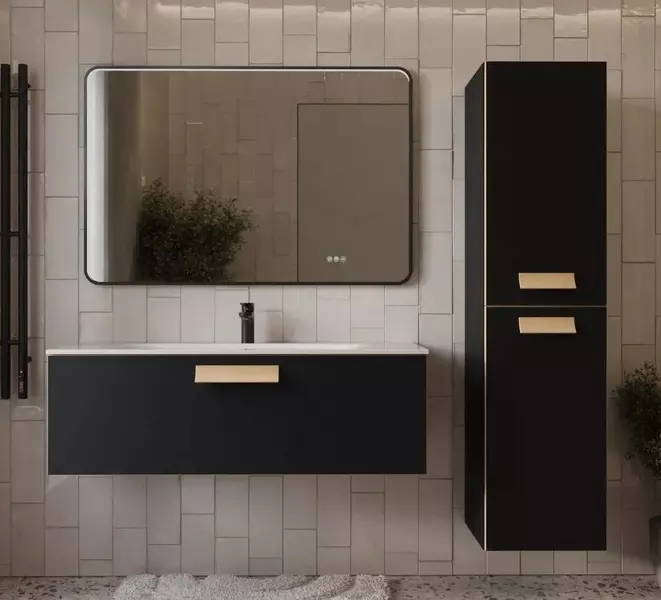 Мебель для ванной Terminus Ното 120 с 1 ящиком подвесная чёрная soft touch 104027₽