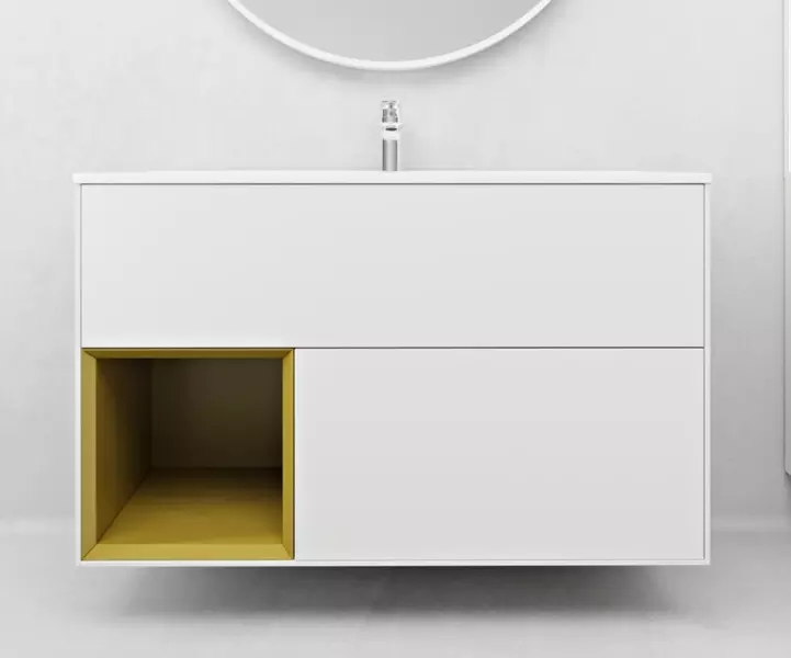 Тумба с раковиной «Ukko» Denali 100 (Оптима 100) подвесная белая левая