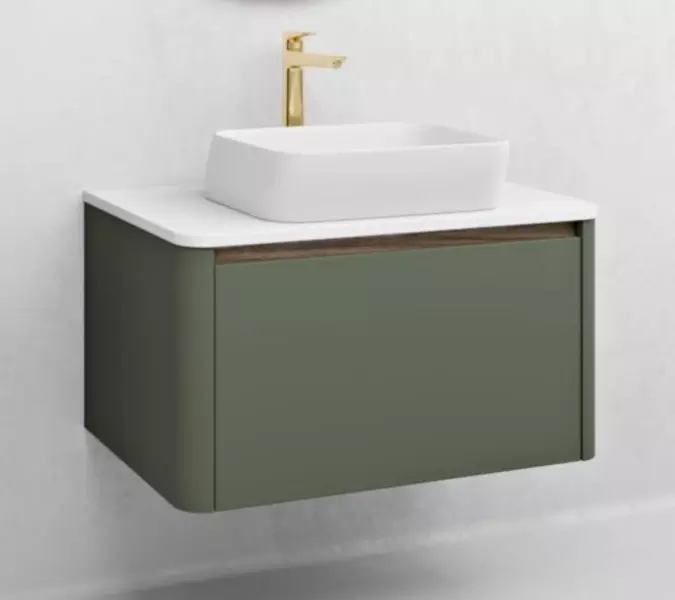 Тумба с раковиной «Ukko» Sanrey 120 со столешницей (Comfort 2243-B 60/39) подвесная оливковая