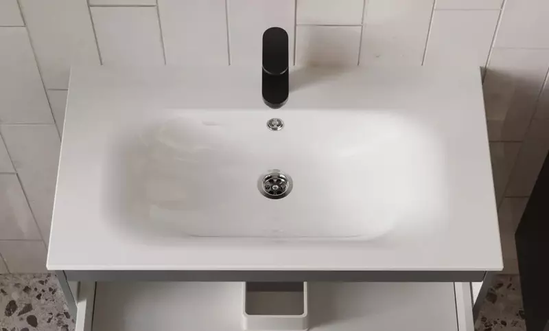 Раковина Terminus Оптима 80 литьевой мрамор белая 12747₽