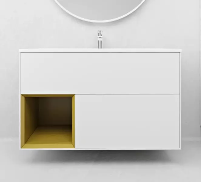 Тумба с раковиной «Ukko» Denali 80 (Оптима 80) подвесная белая левая