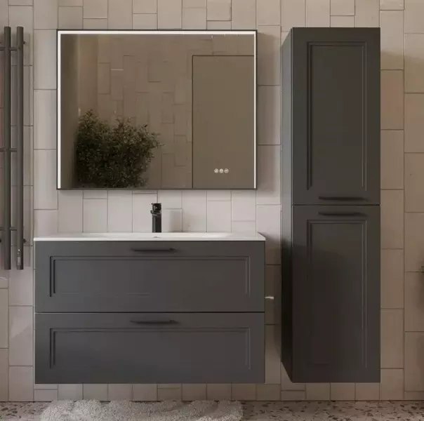 Мебель для ванной Terminus Классик 100 с 2 ящиками подвесная графит 103708₽