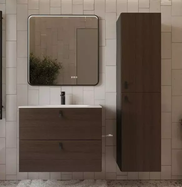 Мебель для ванной «Terminus» Контур 80 с 2 ящиками подвесная венге/графит