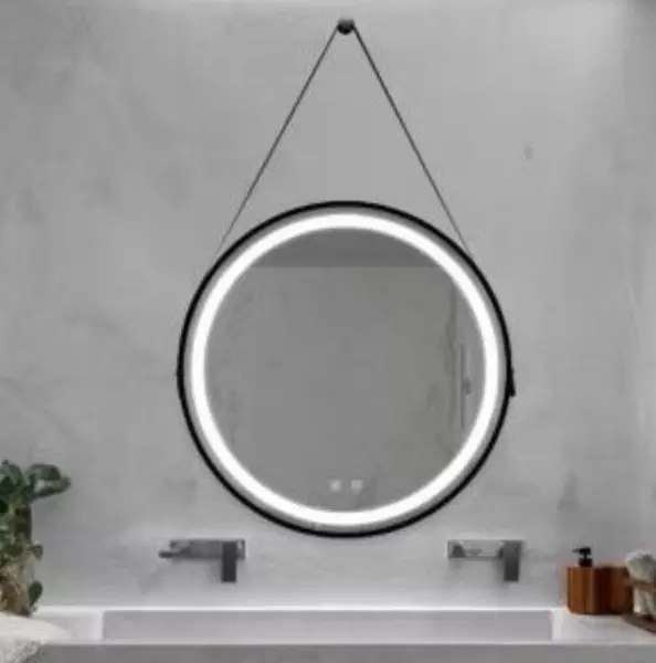 Зеркало «Ukko» Bliss 80/80 с сенсорным выключателем с подсветкой чёрное