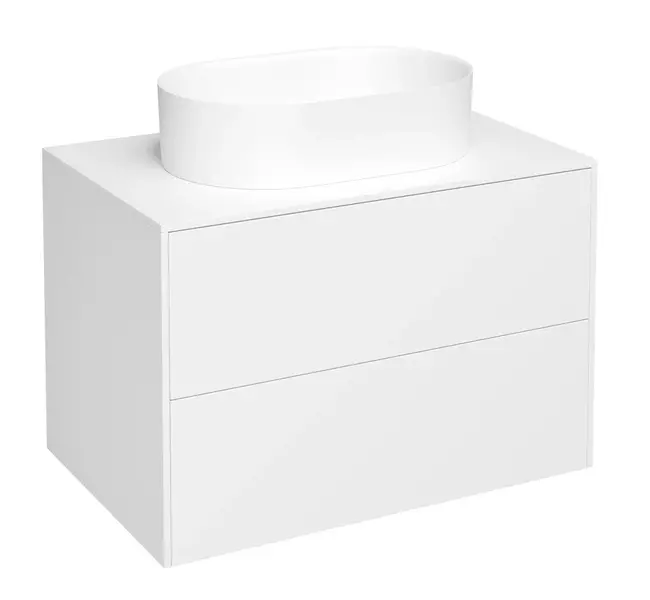 Тумба с раковиной и столешницей «Kupala» Karelia 80 (Ruslo 56/36) подвесная белая матовая