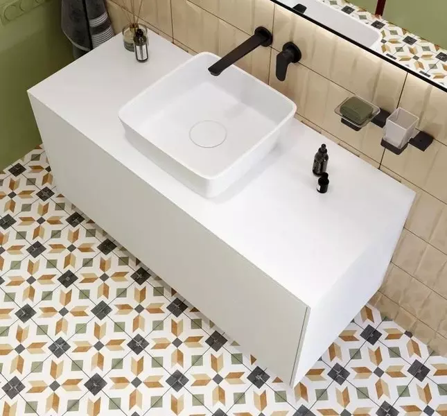 Тумба с раковиной и столешницей «Kupala» Karelia 120 (Kapa 41/41) подвесная белая матовая