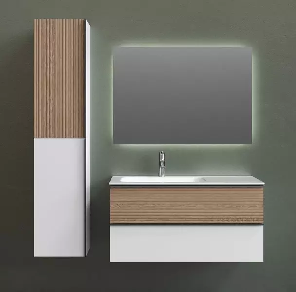 Мебель для ванной подвесная Sancos Delta 100 дуб светлыйбелая леваяправая 84860₽