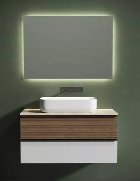 Мебель для ванной подвесная Sancos Delta 100 со столешницей дуб светлыйбелая 103620₽