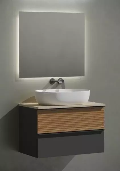 Мебель для ванной подвесная «Sancos» Delta 80 со столешницей дуб красный/графит