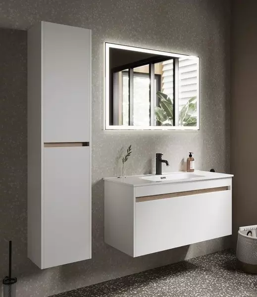 Мебель для ванной подвесная «Sancos» Smart 100 белая глянцевая