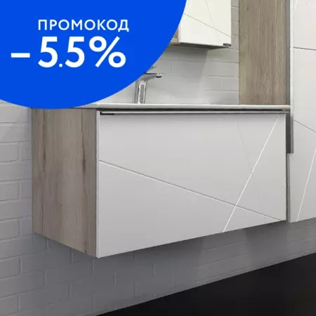 

Тумба с раковиной «Comforty» Мерано 90 (Quadro 90) подвесная белая/дуб дымчатый
