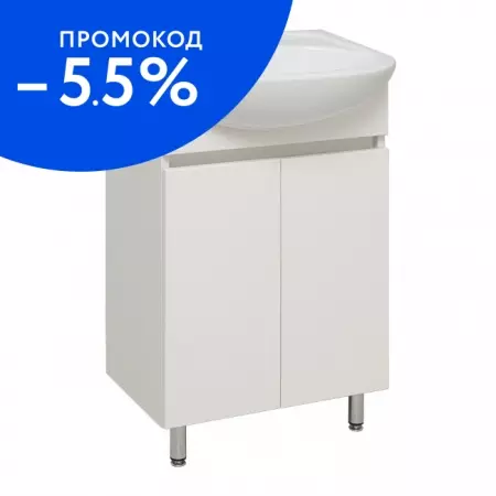 

Тумба с раковиной «Runo» Лада 50 (Уют 50) белая матовая