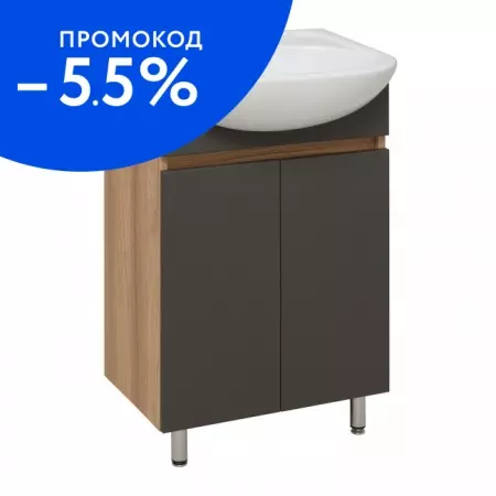 

Тумба с раковиной «Runo» Лада 50 (Уют 50) графит/серый дуб