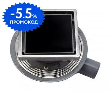 

Трап для душа «Pestan» Confluo Standard 1 13000089 боковой выпуск Black Glass/хром
