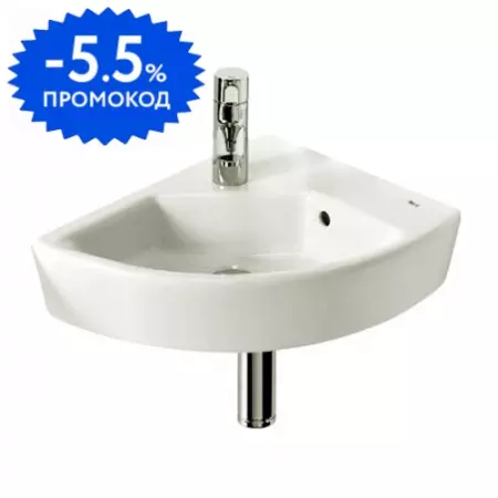 

Раковина угловая «Roca» Hall 35/43 7327622000 фарфоровая белая правая
