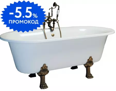 

Ванна из искусственного камня «Фэма» Феррара 171/82 с ножками без сифона белая/бронза
