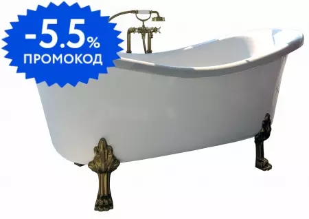 

Ванна из литьевого мрамора «Фэма» Габриэлла 187/84 с ножками без сифона белая/ножки бронза