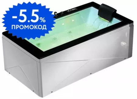 

Ванна акриловая «Gemy» G9258 180/100 с каркасом с сифоном белая/чёрная