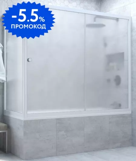 

Шторка на ванну стеклянная «Vegas Glass» ZV+ZVF Novo 160/80/140 сатин/белая универсальная