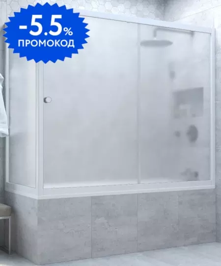 

Шторка на ванну стеклянная «Vegas Glass» ZV+ZVF Novo 170/70/140 сатин/белая универсальная